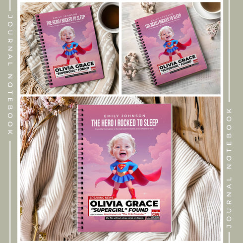 Personalized Supergirl Baby Journal – Custom Photo Name Quote | Superhero Mom & Baby Gift